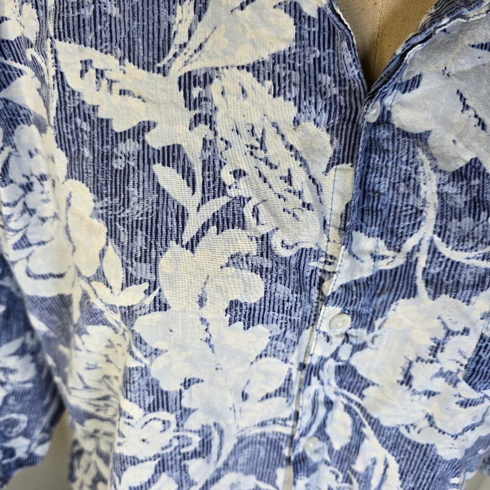 Floral Blue White Lauren Ralph Lauren Button Front Womens Shirt L - Picture 3 of 11
